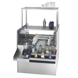 Krowne KRPT-42RP-10 42" Royal Series Cocktail Station w/ 135 lb Ice Bin, Dump Sink, Elevated Drainboard, Stainless