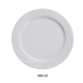 Yanco MM-20 Miami 11.25" Dinner Plate, Porcelain, Bone White, Pack of 12