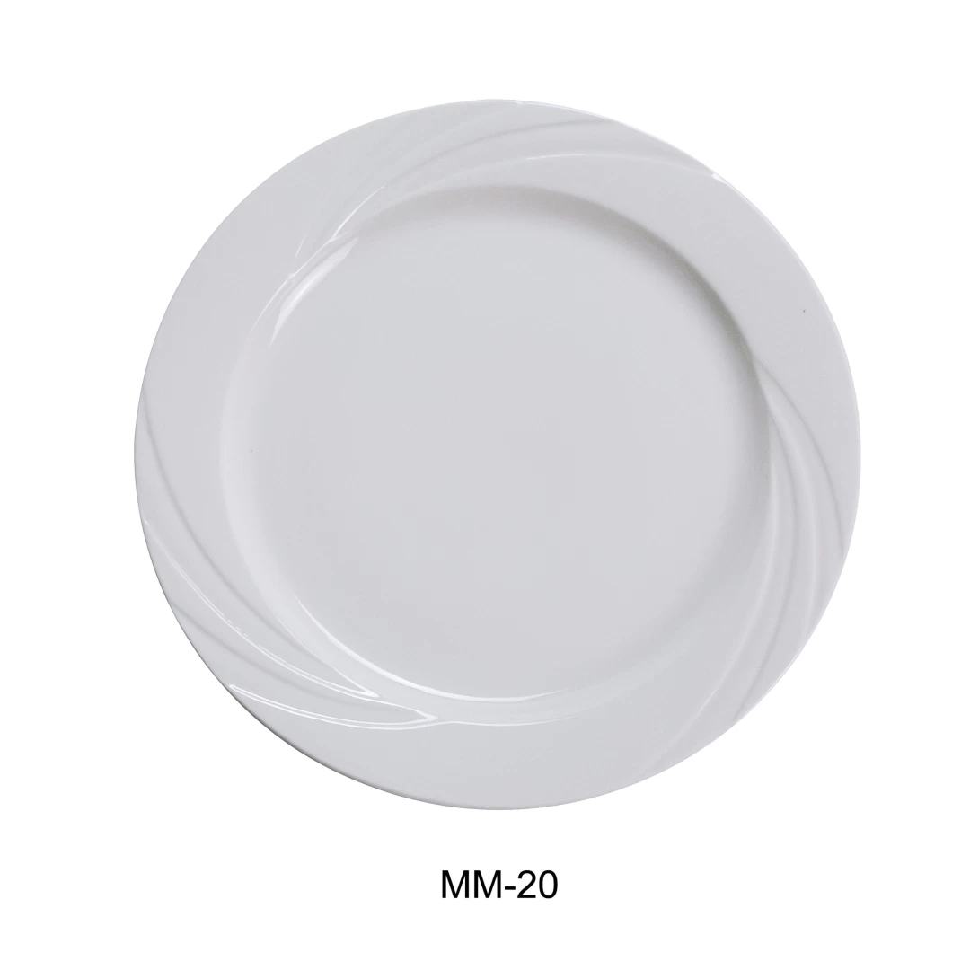 Yanco MM-20 Miami 11.25" Dinner Plate, Porcelain, Bone White, Pack of 12