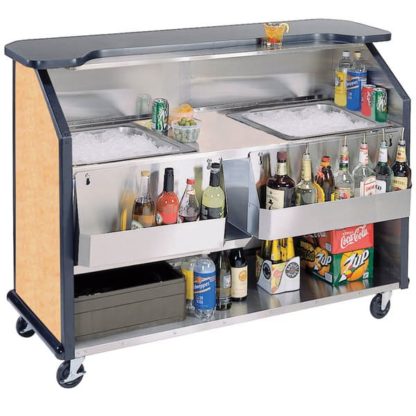 Lakeside 886 63 1/2" Portable Bar w/ (2) 40 lb Ice Bin, Speed Rail, Hard Rock Maple
