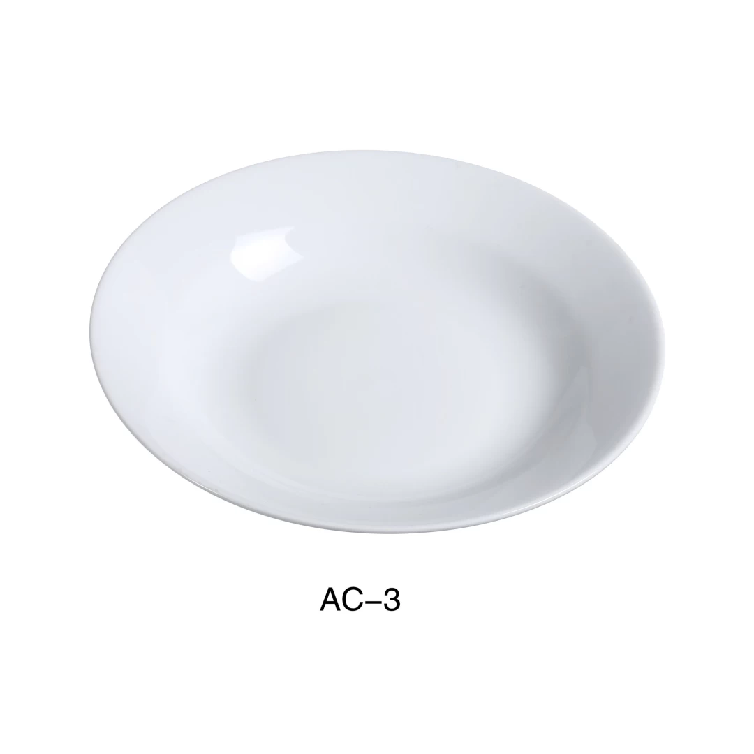 Yanco AC-3 Abco 9" Soup Plate, 10 Oz Capacity, Porcelain, Super White, Pack of 24