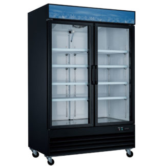 Coldline G53-B 53" Double Glass Swing Door Merchandising Refrigerator - Black