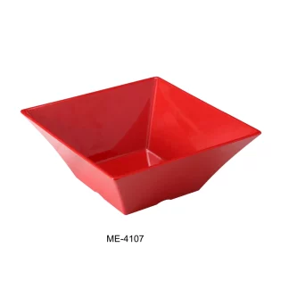Yanco ME-4107 Mexico Bowl, Square, 2 Qt Capacity, 7.5" Length, 7.5" Width, 3.5" Height, Melamine, Red Color With Black Speckled, Pack of 24