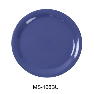 Yanco MS-106BU Mile Stone Narrow Rim Round Plate, 6.5" Diameter, Melamine, Bule Color, Pack of 48