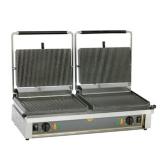 Equipex DIABLO Double Commercial Panini Press w/ Cast Iron Grooved & Smooth Plates, 208-240v/1ph