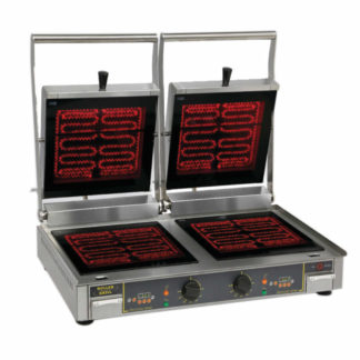 Equipex DIABLOVG Double Commercial Panini Press w/ Ceramic Grooved & Smooth Plates, 208-240v/1ph