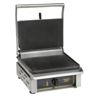 Equipex PANINI/1 Single Commercial Panini Press w/ Cast Iron Smooth Plates, 120v