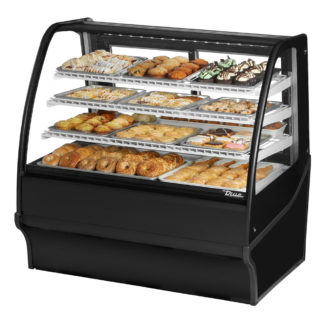True TDM-DC-48-GE/GE-B-W 48 1/4" Full Service Dry Bakery Case w/ Curved Glass - (4) Levels, 115v, Black