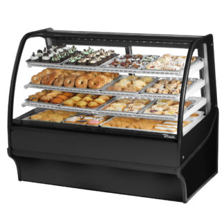 True TDM-DC-59-GE/GE-B-W 59 1/4" Full Service Dry Bakery Case w/ Curved Glass - (4) Levels, 115v, Black