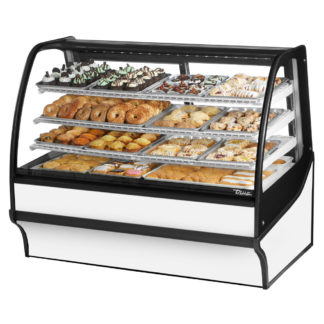 True TDM-DC-59-GE/GE-W-W 59 1/4" Full Service Dry Bakery Case w/ Curved Glass - (4) Levels, 115v, White