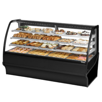 True TDM-DC-77-GE/GE-B-W 77 1/4" Full Service Dry Bakery Case w/ Curved Glass - (4) Levels, 115v, Black