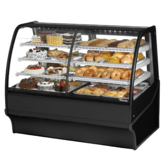 True TDM-DZ-59-GE/GE-B-W 59 1/4" Full Service Dual Zone Bakery Case w/ Curved Glass - (4) Levels, 115v, Black