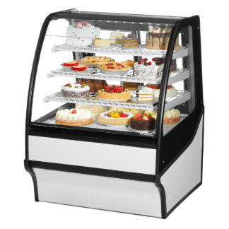 True TDM-R-36-GE/GE-W-W 36 1/4" Full Service Bakery Case w/ Curved Glass - (4) Levels, 115v, White