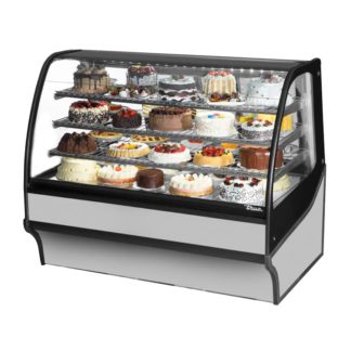 True TDM-R-59-GE/GE-S-S 59 1/4" Full Service Bakery Case w/ Curved Glass - (4) Levels, 115v, Stainless Steel