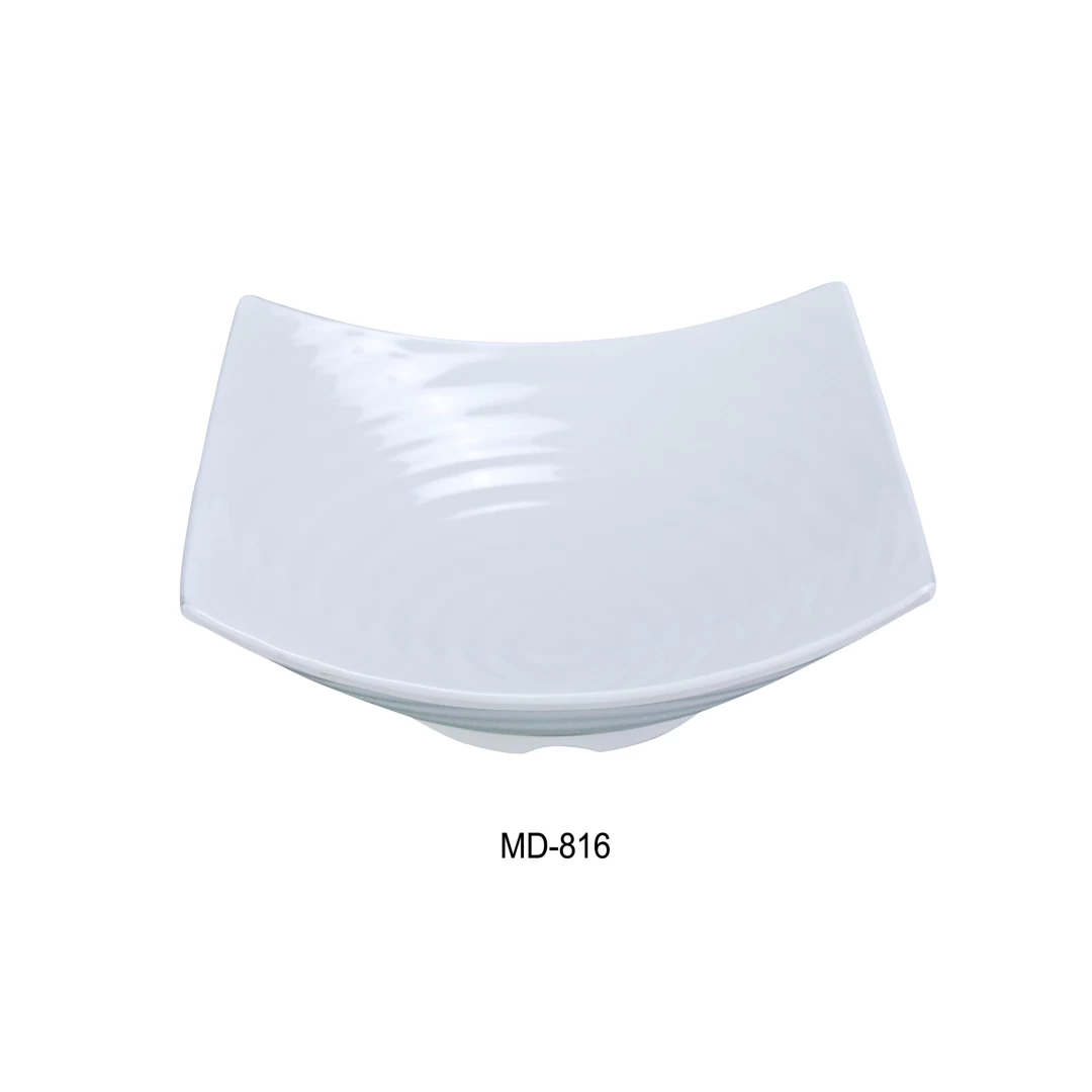 Yanco MD-816 Milando 16" Square Bowl, 160 Oz Capacity, 3.75" Height, Melamine, White Color, Pack of 12