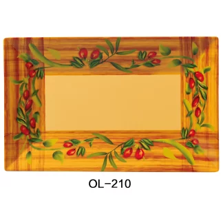 Yanco OL-210 Olive Rectangular Plate, 10" Length, 6" Width, Melamine, Pack of 24