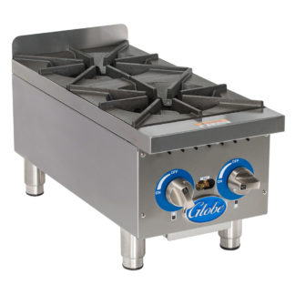 Globe GHP12G 12" Gas Hot Plate w/ (2) Burners & Manual Controls