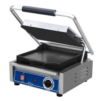 Globe GSG10 Single Commercial Panini Press w/ Cast Iron Smooth Plates, 120v