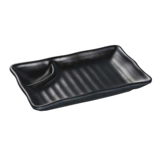 Yanco BP-4008 Melamine Compartment Plate - 8" x 4 1/2", Black - 4 Dozen
