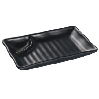 Yanco BP-4010 Melamine Compartment Plate - 10" x 5 1/2", Black - 2 Dozen
