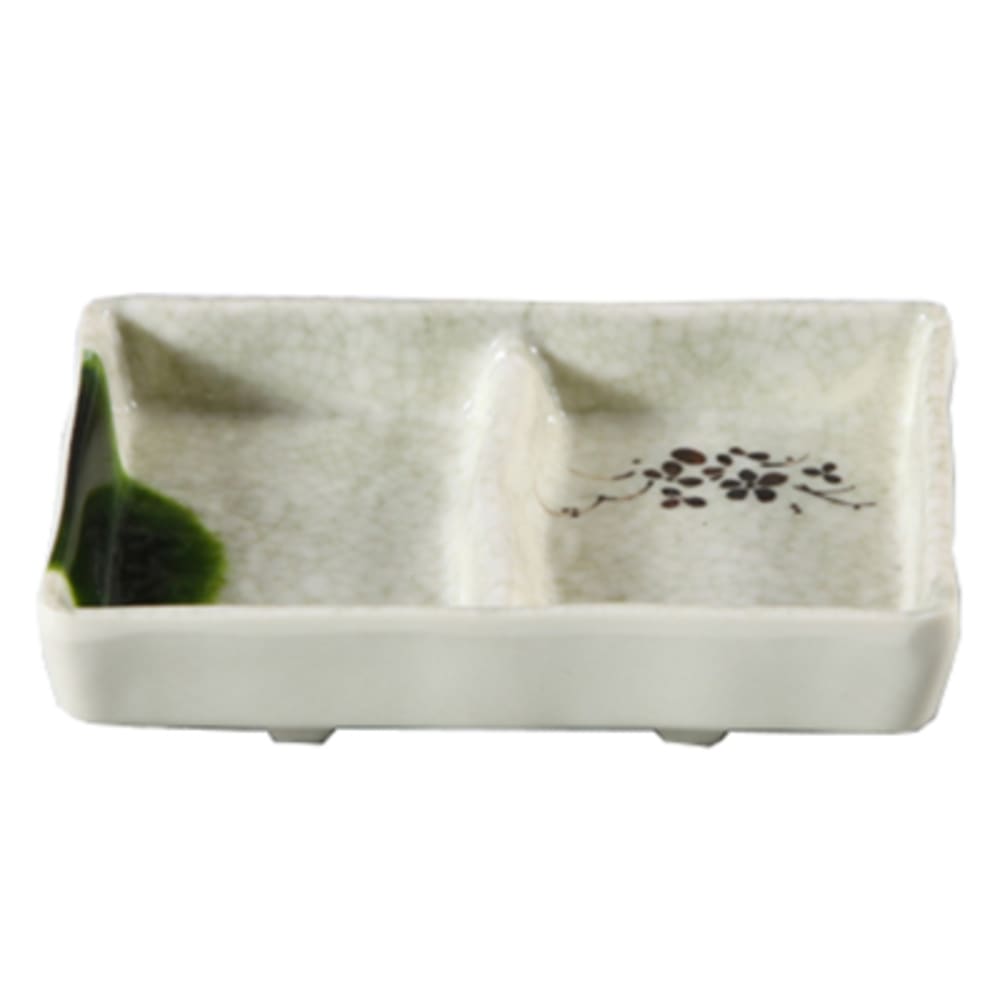 Yanco HO-4031 Melamine Divided Dish w/ (2) Compartments - 5" x 3 1/2", Beige - 4 Dozen