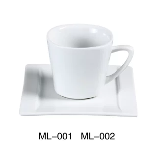 Yanco ML-001 7 Oz Coffee/Tea Cup, Square Shaped, 3" Length X 3" Width, Porcelain, Super White, Pack of 36