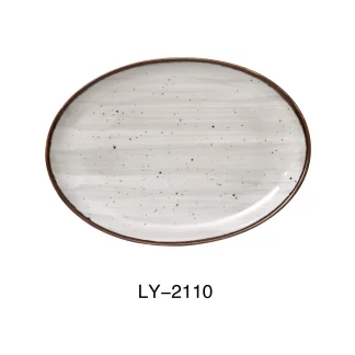 Yanco LY-2108 Lyon 8" X 5 1/2" X 3/4"Coupe Platter, Porcelain, Reactive Glaze, Pack of 36