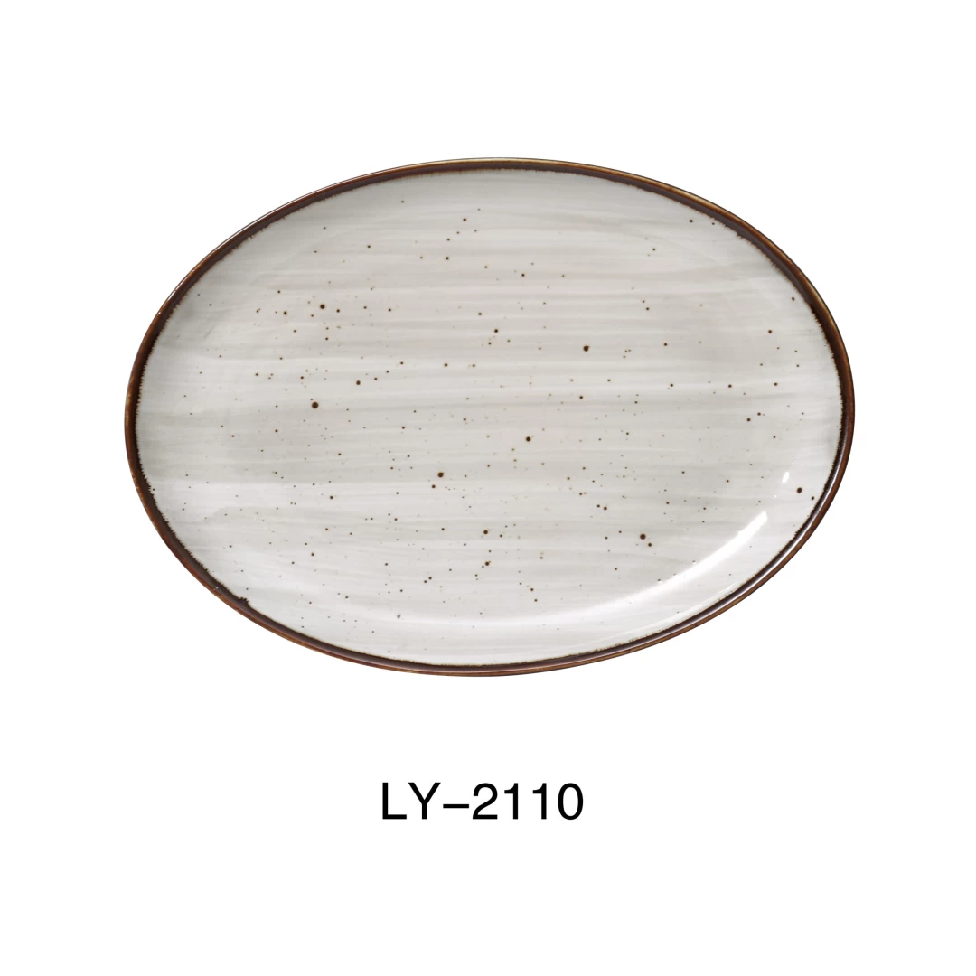 Yanco LY-2108 Lyon 8" X 5 1/2" X 3/4"Coupe Platter, Porcelain, Reactive Glaze, Pack of 36
