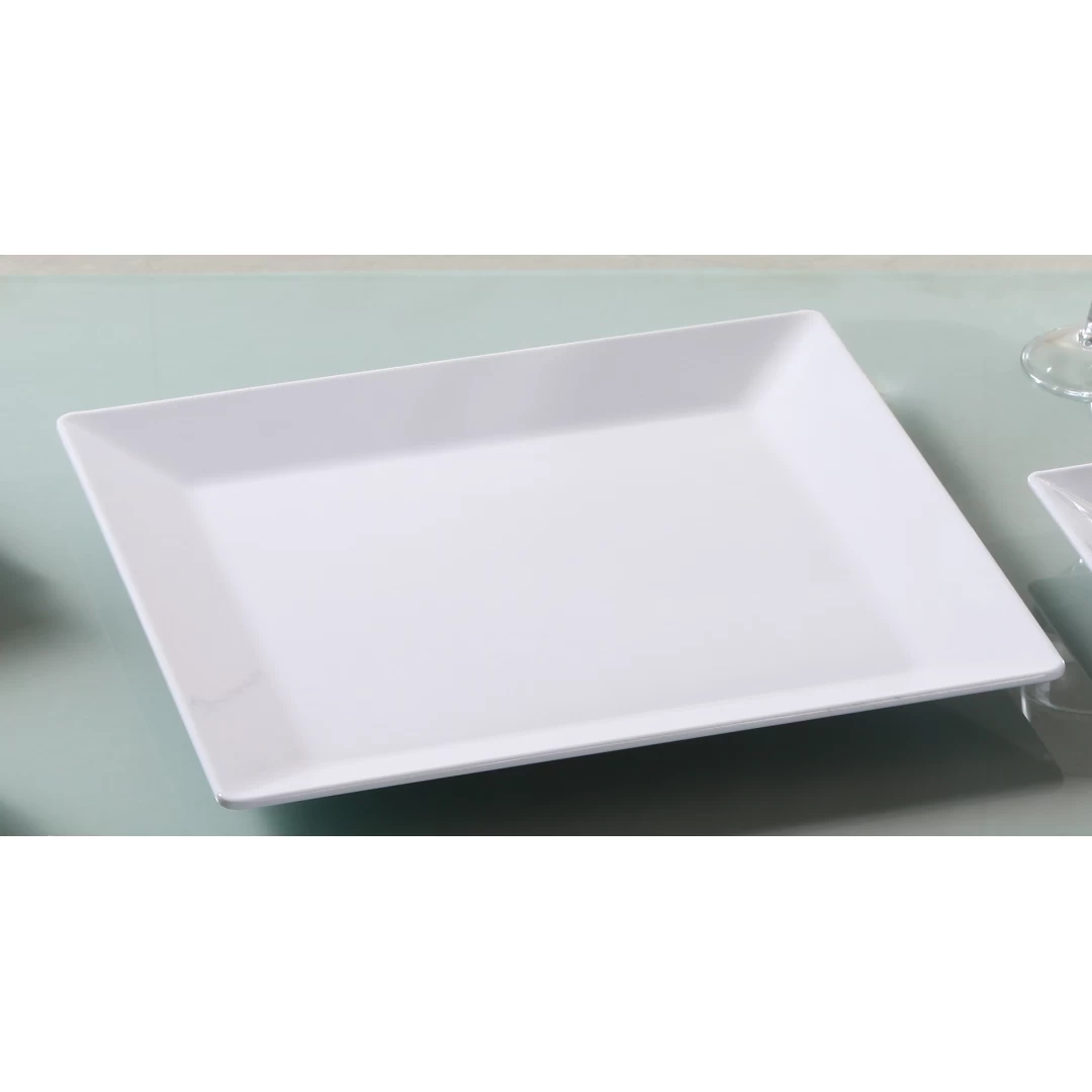 Yanco OK-110 Osaka-1 Plate, Square, 10.5" Length, 10.5" Width, Melamine, White Color, Pack of 24