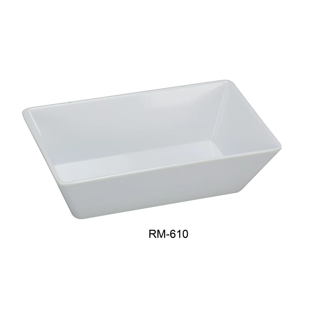 Yanco RM-708 Rome Water Drop Shape Bowl, 26 Oz Capacity, 8" Length, 6" Width, 2.75" Height, Melamine, White Color, Pack of 48