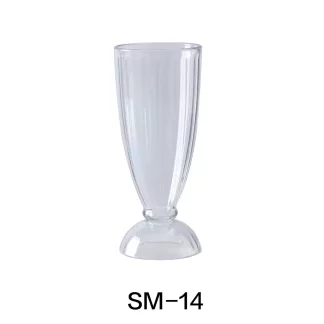 Yanco SM-14 Stemware Beverage Glass, 14 Oz Capacity, 3" Diameter, 7.5" Height, Plastic, Clear Color, Pack of 24