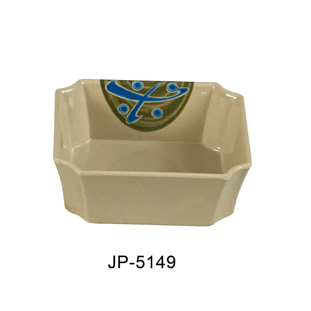 Yanco JP-5149 Japanese 4.75" Square Side Dish, 24 Oz Capacity, 2" Height, Melamine, Pack of 48