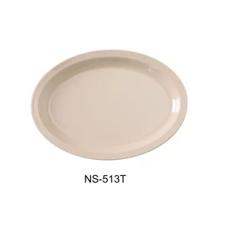 Yanco NS-513T Nessico Oval Platter With Narrow Rim, 13" Length, 8.5" Width, Melamine, Tan Color, Pack of 12
