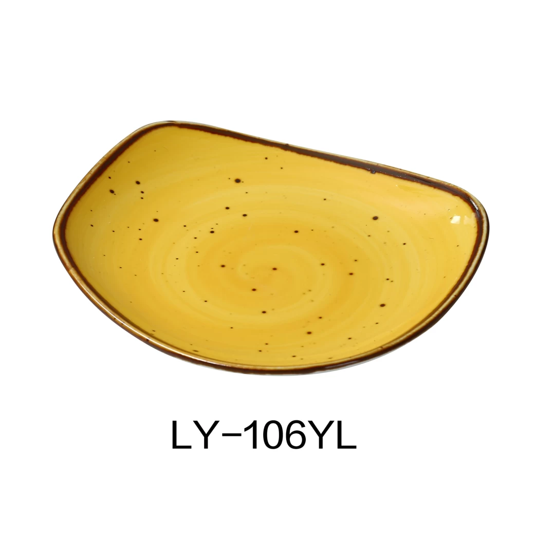 Yanco LY-106YL Lyon 5.75" Plate, Reactive Glaze, Yellow Color, Pack of 36