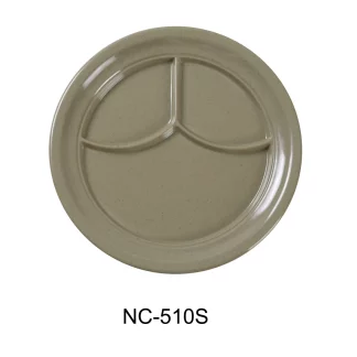 Yanco NC-510S Compartment Collection 3-Compartment Plate, 9" Diameter, Melamine, Sand Color, Pack of 24