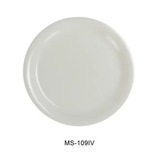 Yanco MS-109IV Mile Stone Narrow Rim Round Plate, 9" Diameter, Melamine, Ivory Color, Pack of 24