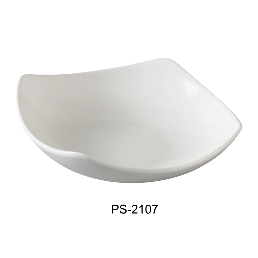 Yanco PS-2107 7.5" Square Bowl, 14-Ounce, Porcelain, Bone White, Pack of 24