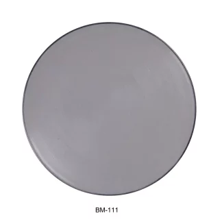 Yanco BM-111 Birmingham 11-1/2" X 1-1/4" Round Plate, Melamine, Gray And Black, Pack of 12