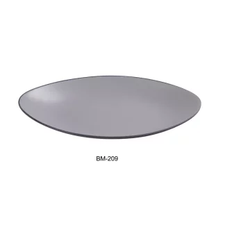 Yanco BM-209 Birmingham 9-5/8" X 6" X 1" Deep Oval Plate, Melamine, Gray And Black, Pack of 24
