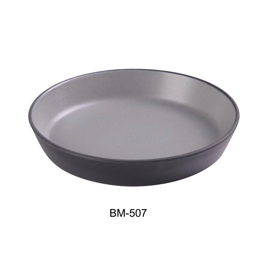 Yanco BM-507 Birmingham 7-1/2" X 1-1/2" Deep Dish 16 Oz, Melamine, Gray And Black, Pack of 48