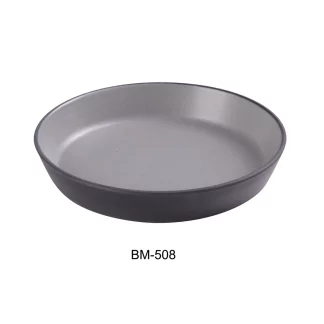 Yanco BM-508 Birmingham 8-1/2" X 1-3/4" Deep Dish 24 Oz, Melamine, Gray And Black, Pack of 24