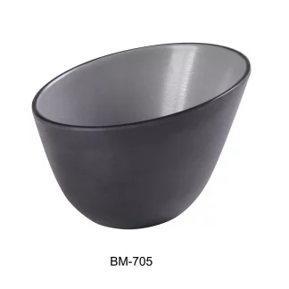 Yanco BM-705 Birmingham 7" X 5" Serving Sheer Bowl 35 Oz, Melamine, Gray And Black, Pack of 48