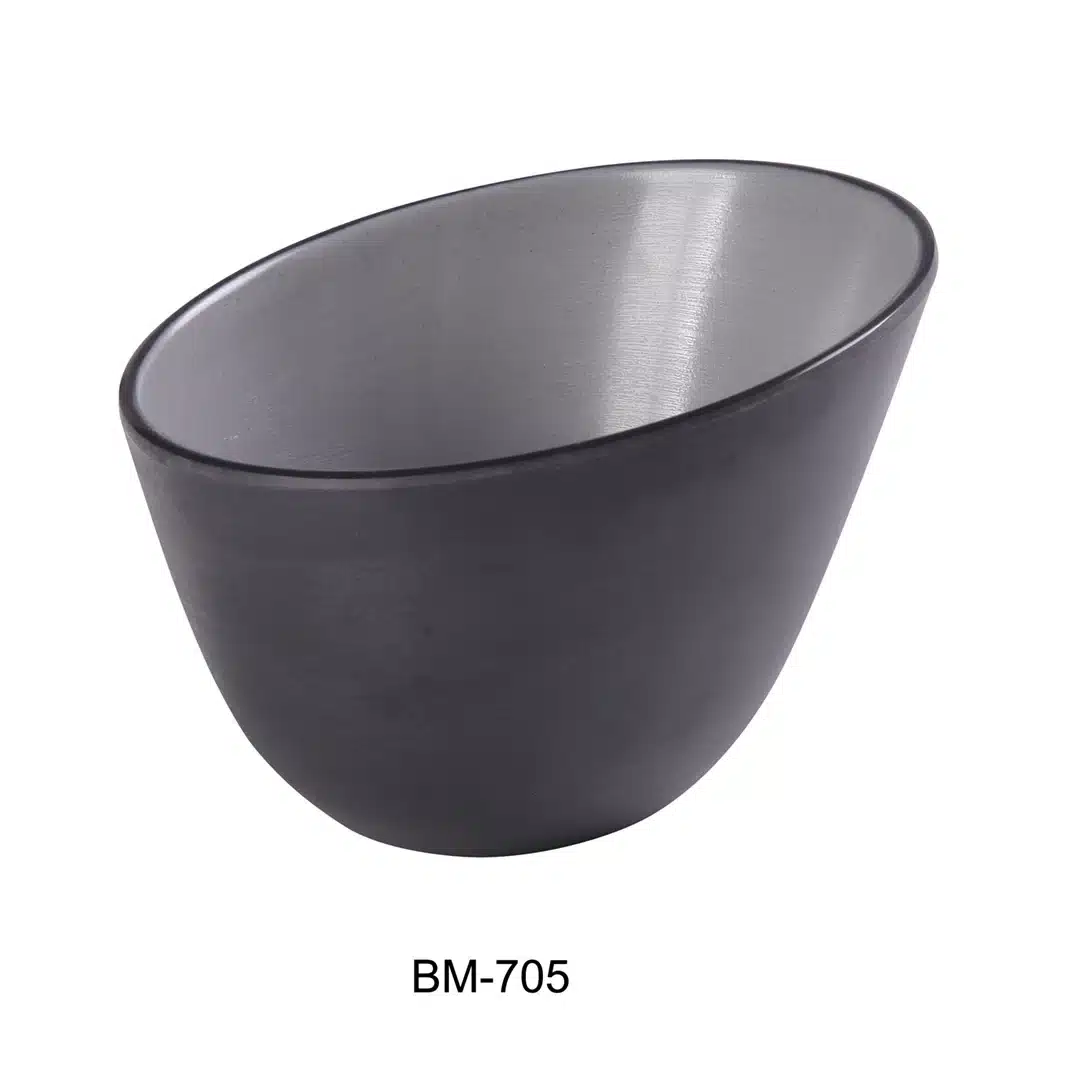 Yanco BM-705 Birmingham 7" X 5" Serving Sheer Bowl 35 Oz, Melamine, Gray And Black, Pack of 48