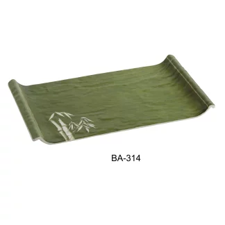 Yanco BA-314 Bamboo Style Collection, 14" X 8" Display Plate, 1.25" Height, Melamine, Pack of 12