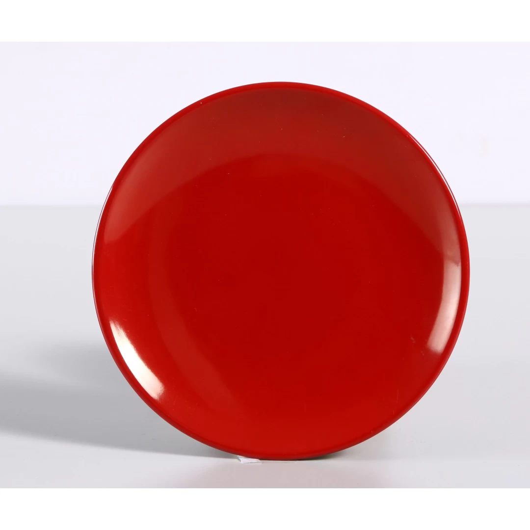 Yanco CR-1309 Black And Red Two-Tone Round Plate, Coupe Shape, 9" Diameter, Melamine, Black/Red Color, Pack of 24