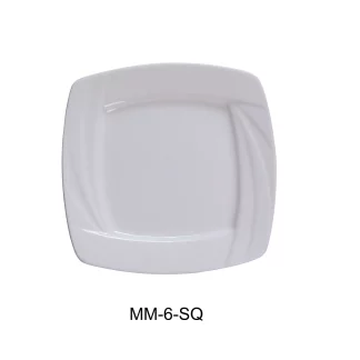 Yanco MM-6-SQ Miami 6" Square Plate, Porcelain, Bone White, Pack of 36