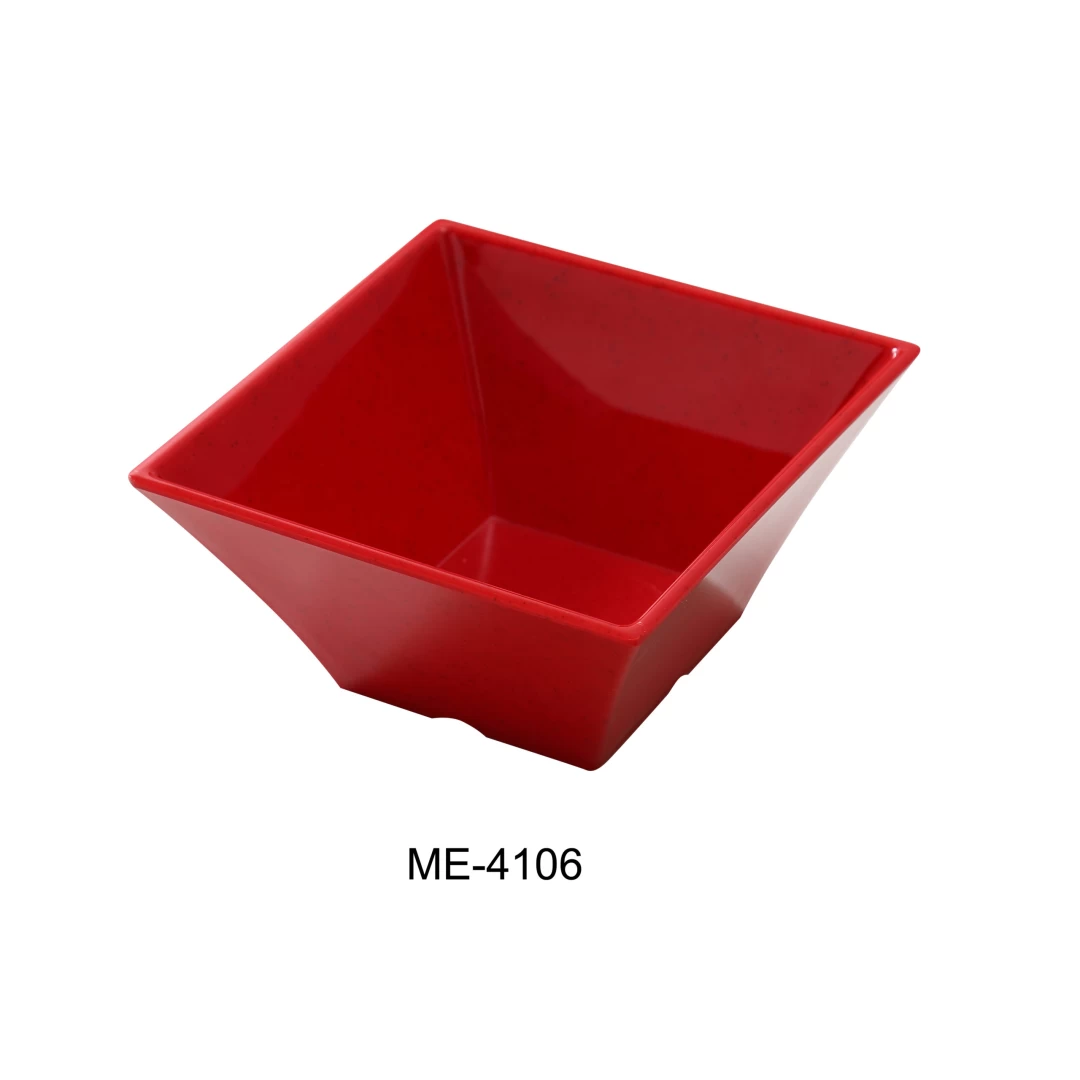 Yanco ME-4106 Mexico 6" Square Bowl 26 Oz, 3" Height, Melamine, Red With Speckles, Pack of 24