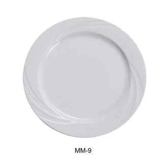 Yanco MM-9 Miami 9.75" Dinner Plate, Porcelain, Bone White Color, Pack of 24