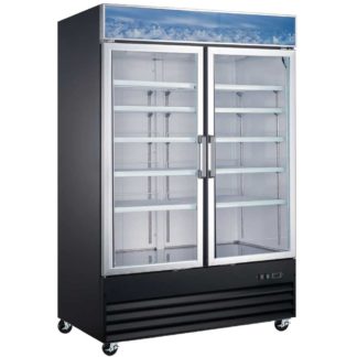 Coldline D53-B 53" Double Glass Swing Door Merchandising Freezer - Black