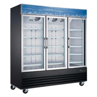 Coldline G80-B 78" Triple Glass Swing Door Merchandising Refrigerator - Black
